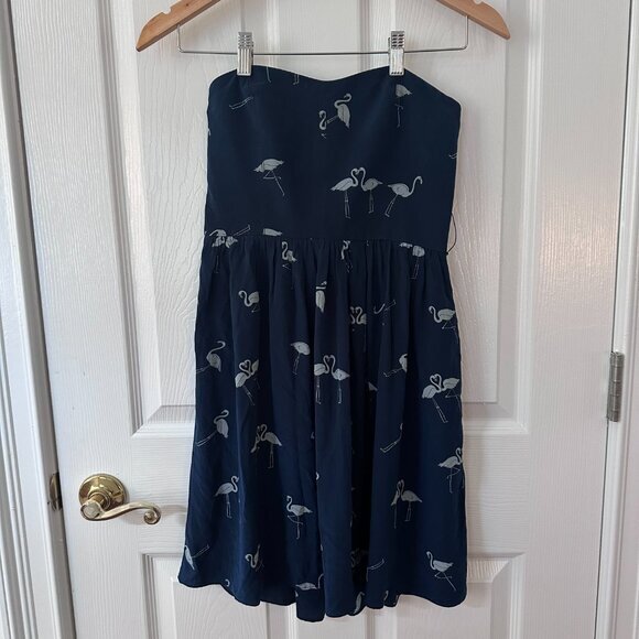 Sandro Paris Vintage Silk Strapless Dress Navy SZ‎ 1 (XS) - Picture 1 of 4